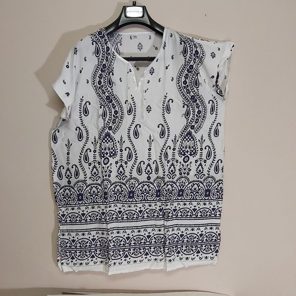 tunic shirt loose soft airy summer beach v-neck - Picture 4 of 10